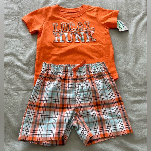 Child of Mine by Carter’s, Size: 2T, Orange shirt and Plaid shorts - Picture 1 of 2